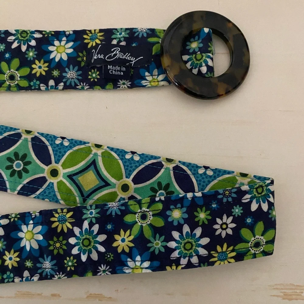 Vera Bradley Patterned Belt - Navy and Lime